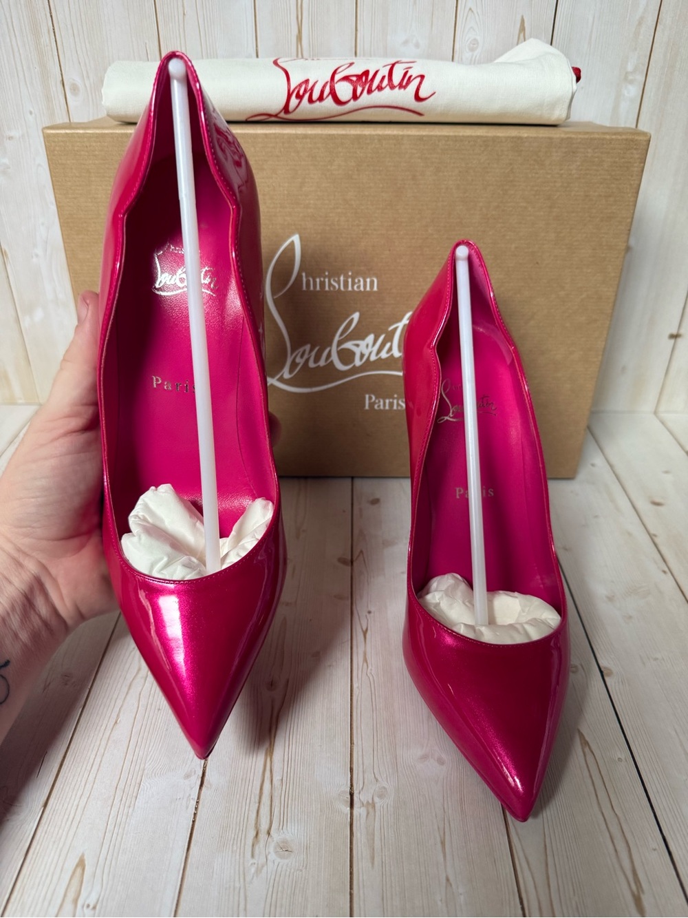 Christian Louboutin Hot Chick Patent Leather Pump Pinup Pink Sz 39 / 9 - Picture 8 of 13
